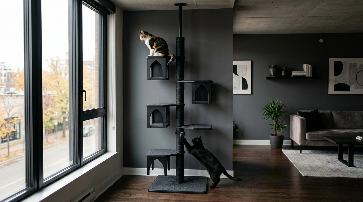 Gothic Floor-to-Ceiling Cat Tree: 5-Tier Tower
