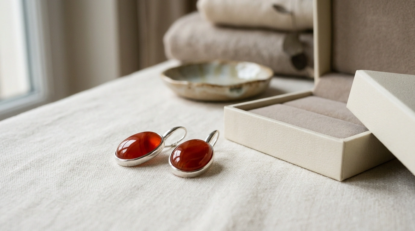 Red Agate Drop Earrings in 925 Sterling Silver Gift