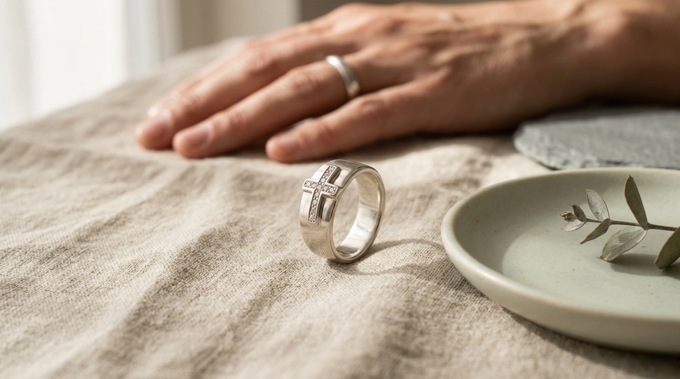 S925 Silver Cross Ring with Moissanite: Unisex Shine