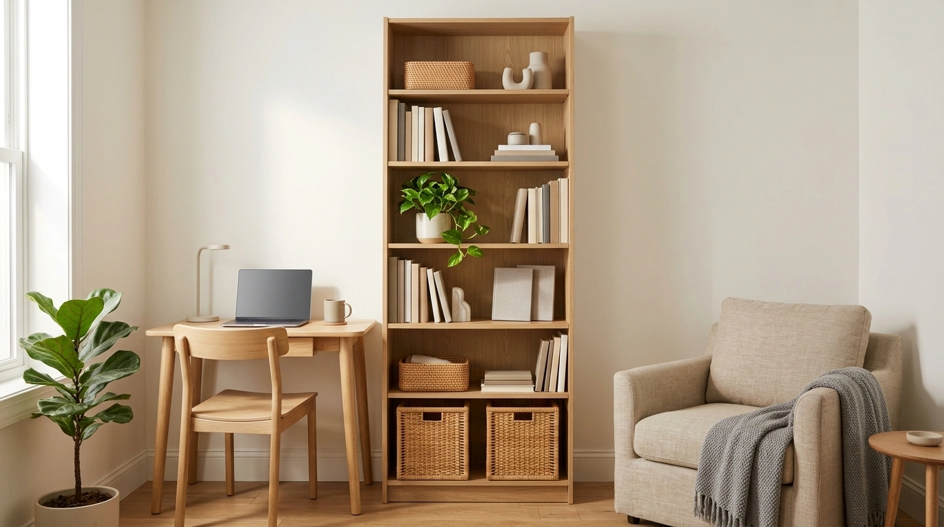 Tall Narrow Bookshelf: 71.5" Slim Storage for Small Rooms