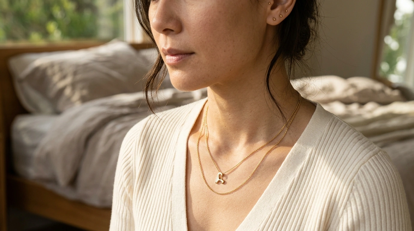 18K Gold Initial Necklace: Custom Letter, Everyday Style